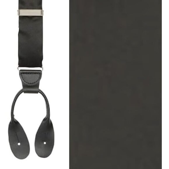 HOLD'EM 100% Silk Suspenders For Men Y-Back Button End Made in USA – Black - Picture 2 of 7
